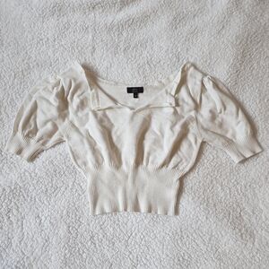 Debut Short Sleeve Ribbed Babydoll Crop Top